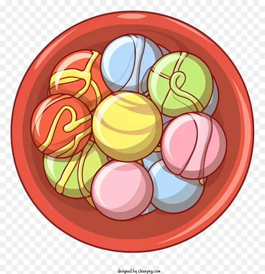candy confine - Ciotola di caramelle colorate con bordo di plastica rossa