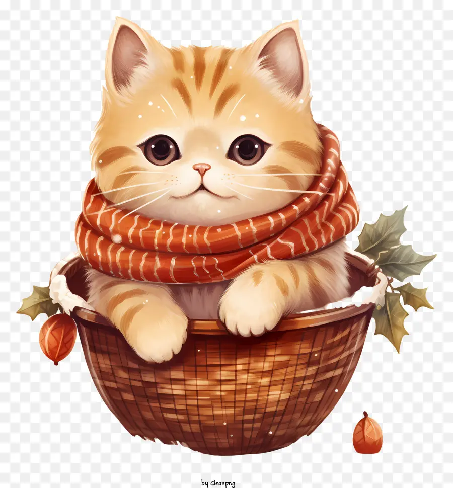 lá mùa thu - Mèo con dễ thương trong giỏ theo chủ đề mùa thu với các loại hạt