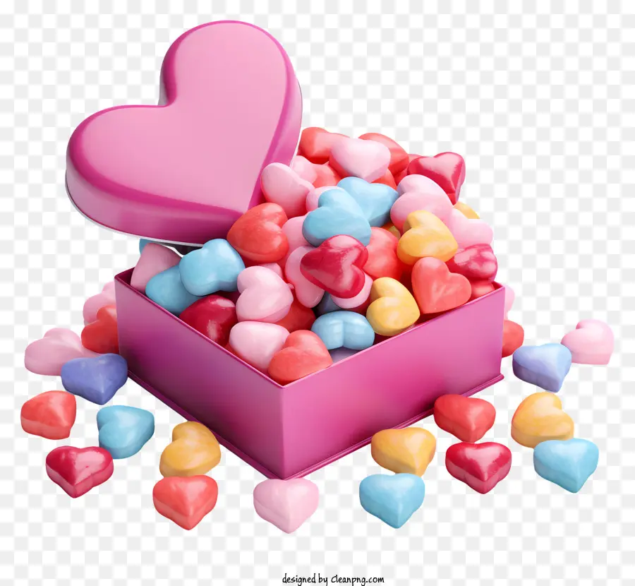 heart-shaped box rainbow colored hearts romantic setting love and affection gift for a loved one