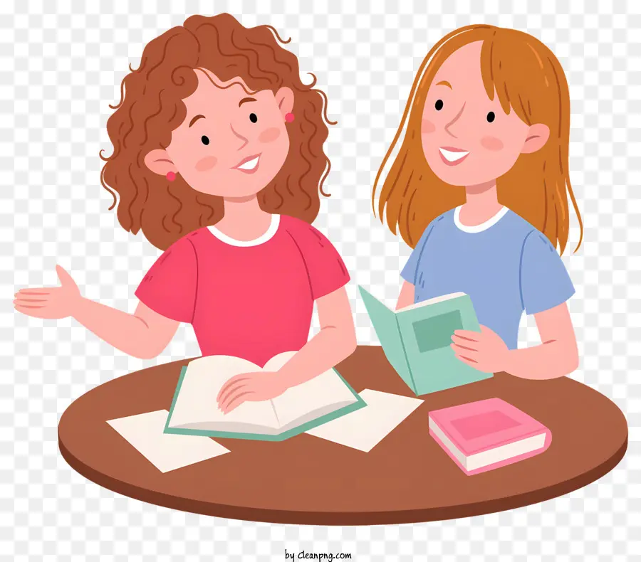 Giovani Donne - Due giovani donne sedute e interagiscono con i libri
