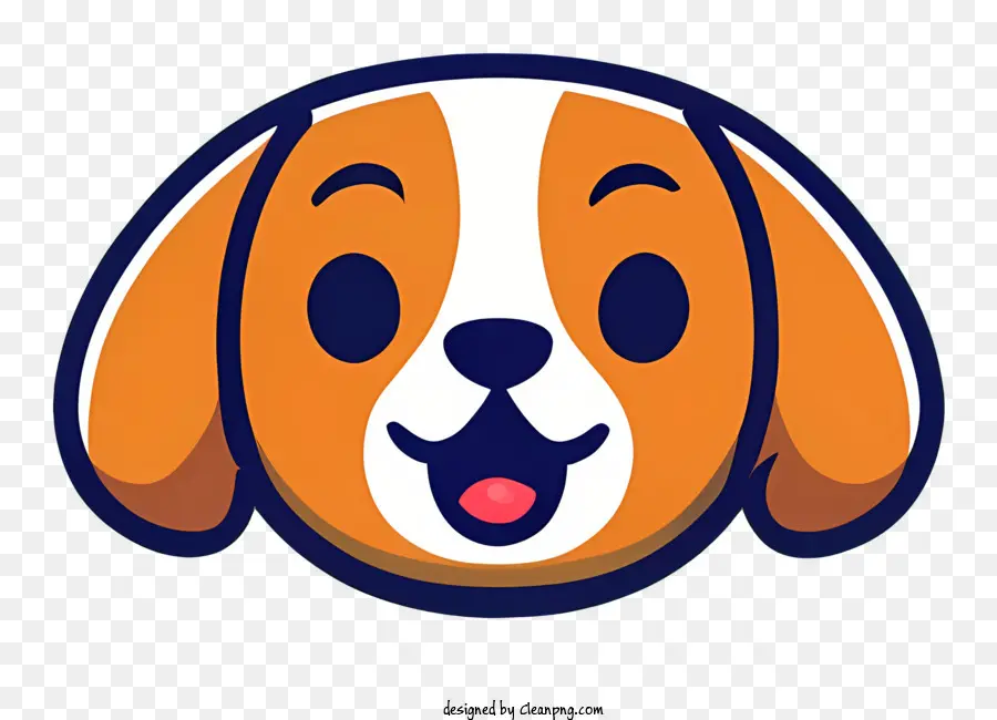 cartoon Hund - Cartoon Hund mit großem Lächeln auf schwarzem Hintergrund