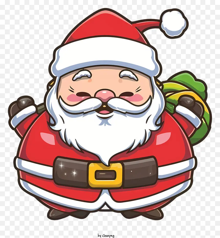 Weihnachtsmann - Happy Santa Claus hält Geschenk und Tasche