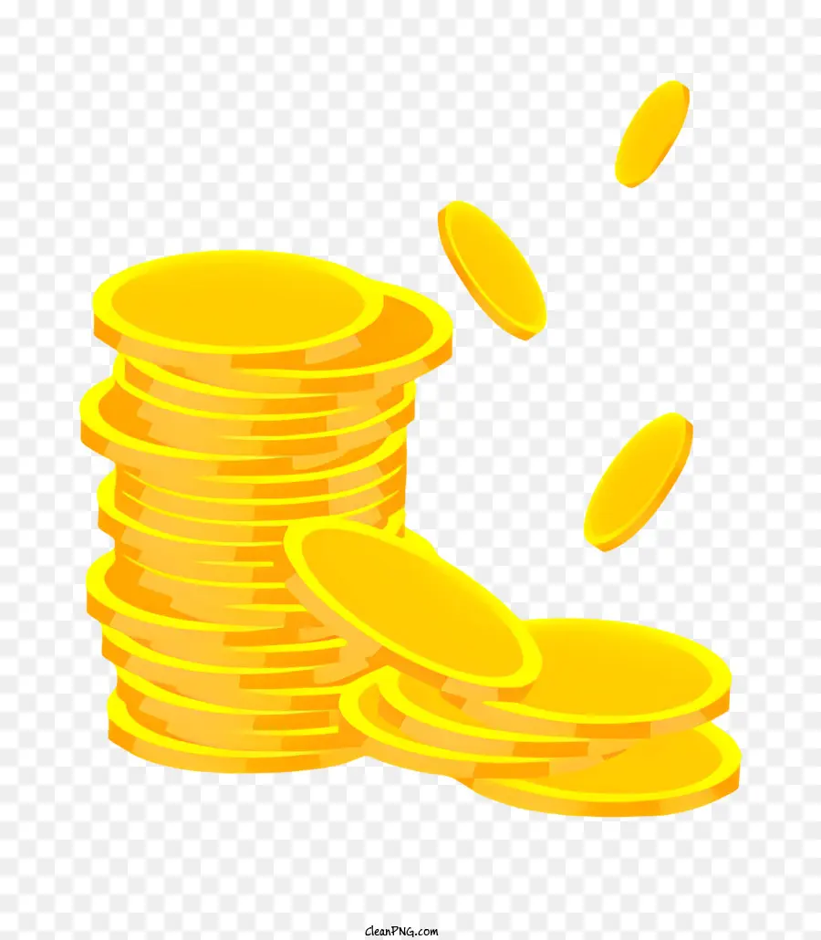 Cartoon Goldmünzen Geldhaufen Goldmünzen Illustration Stapel von Goldmünzen fliegender Münze - Cartoon Goldmünzen stapeln mit fliegender Münze