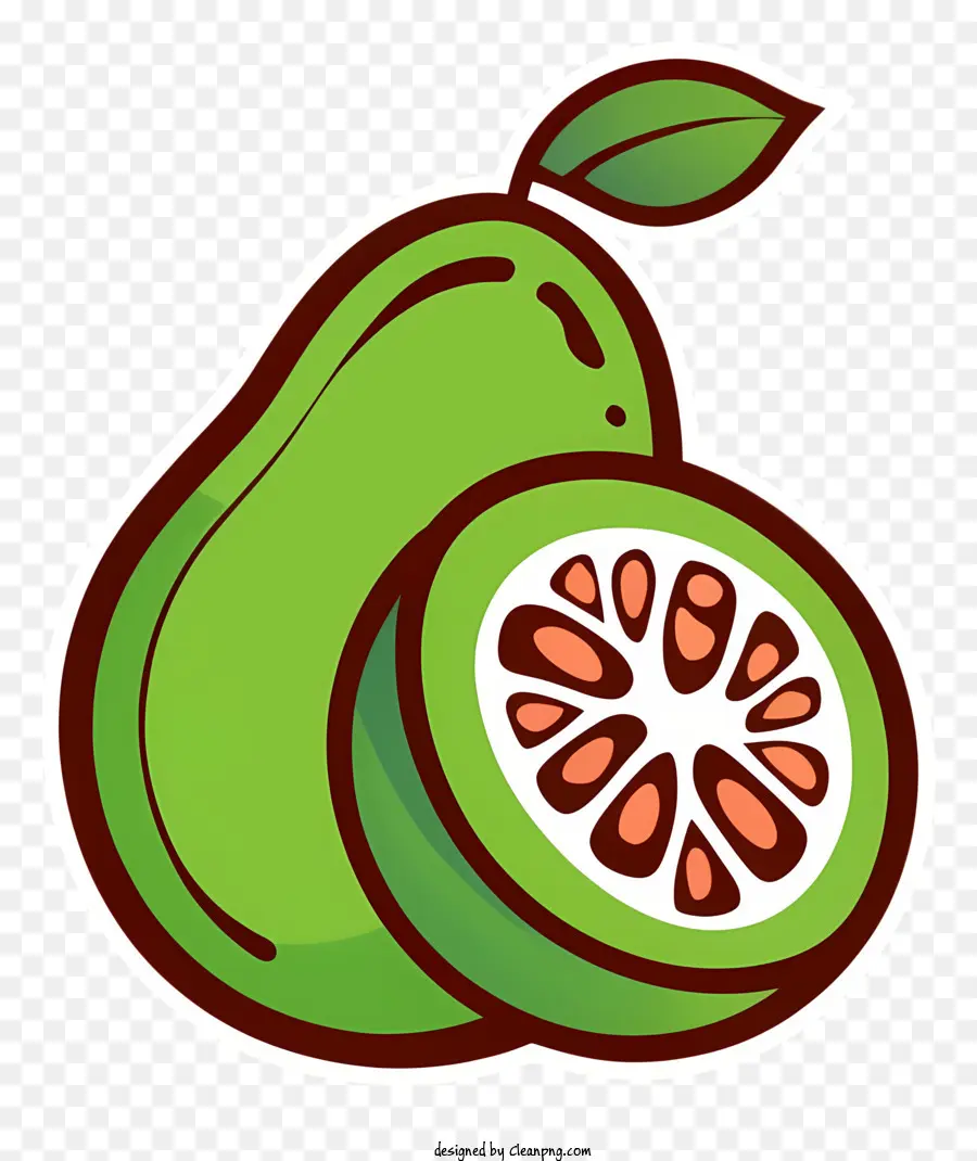 xanh lá - Nhân vật hoạt hình với trái cây chín và lá xanh