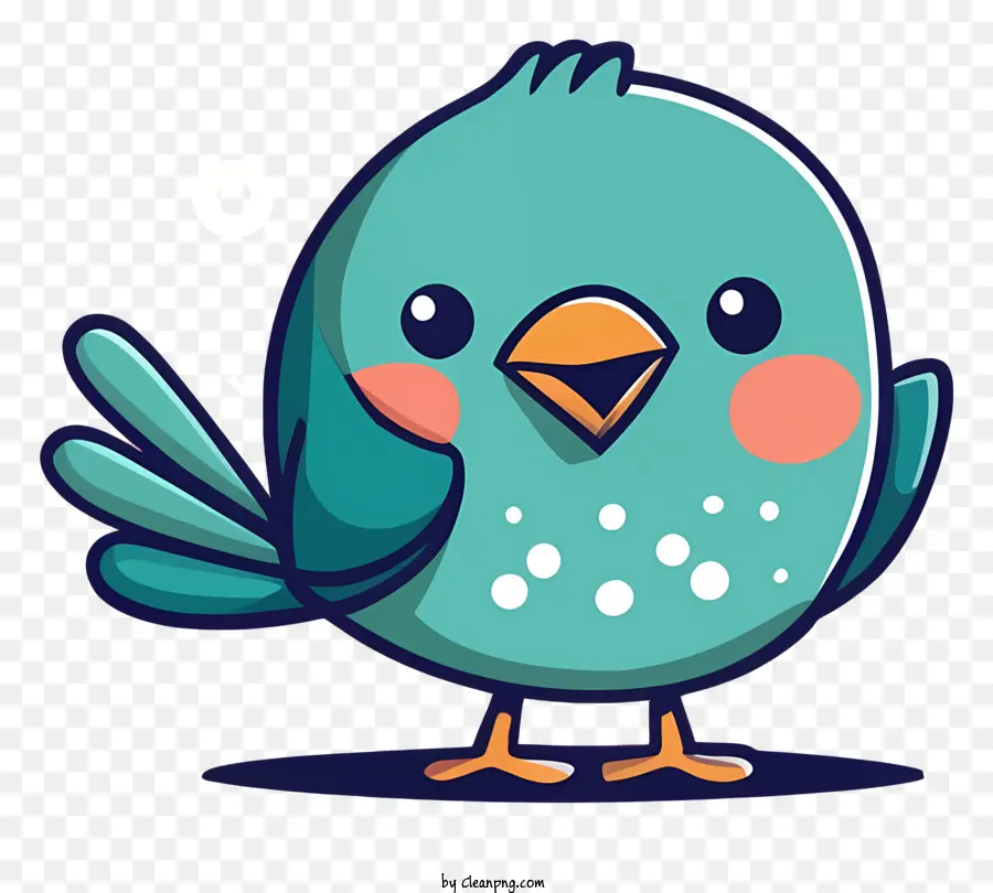 simpatico uccello blu e occhi grandi espressione felice braccia allungata i piedi sparsi - Carino uccello blu con espressione felice e braccia allungate