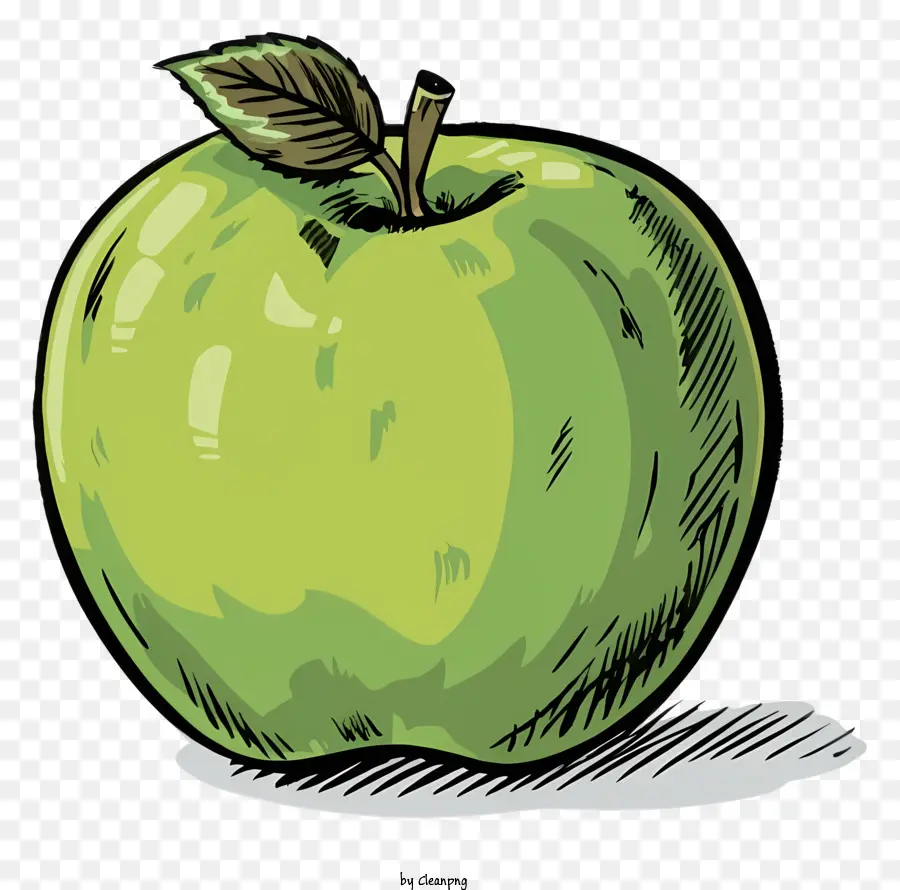 Apple Disegno - Schizzo disegnato a mano di una mela verde