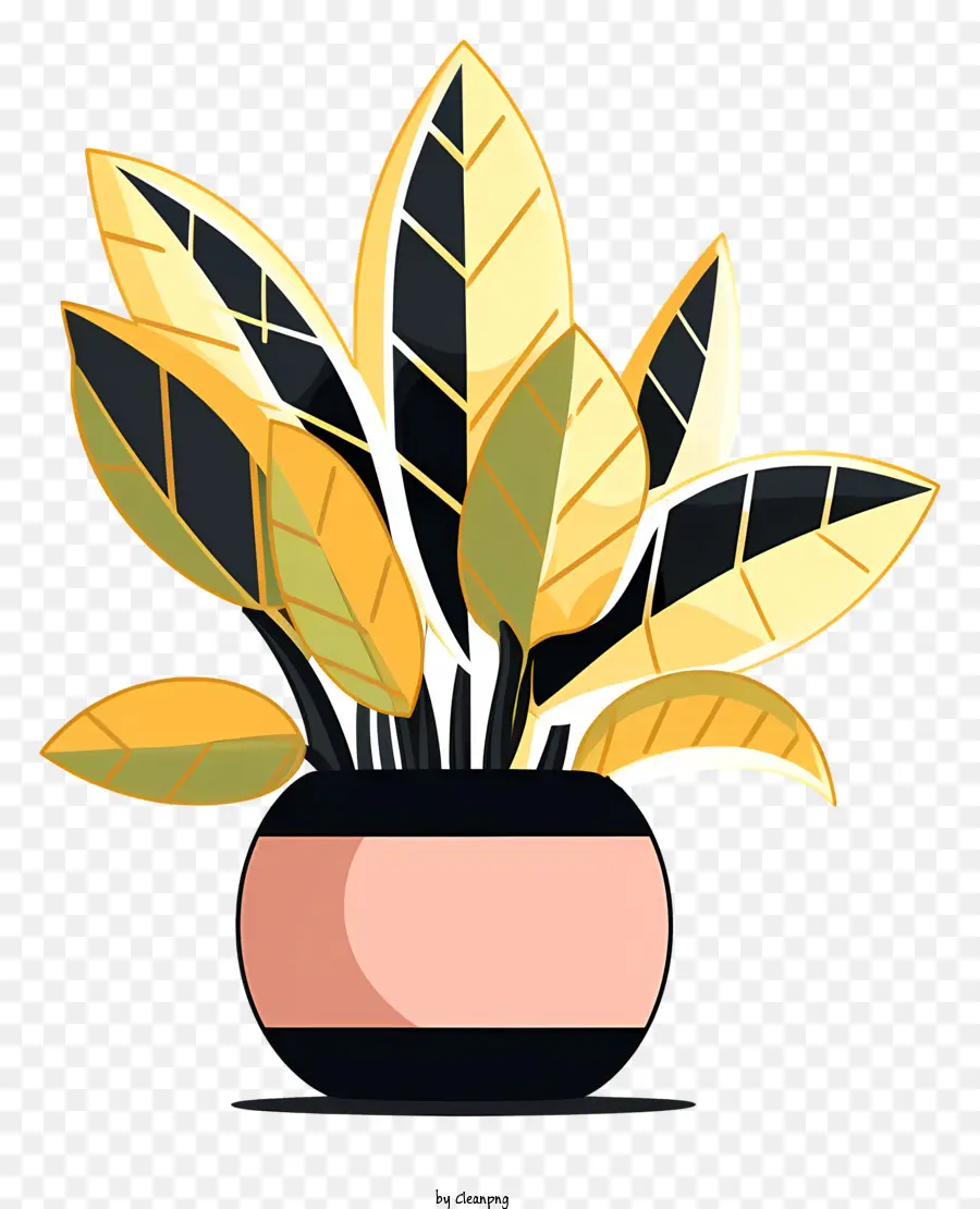 Holztisch - Grüne Pflanze mit schwarzen und gelben Blättern