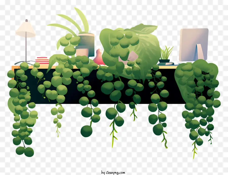 Decorazione della stanza della vite verde orologio per decorazioni per piante sullo scaffale a parete - Vine verde su scaffale, pianta, orologio, lampada