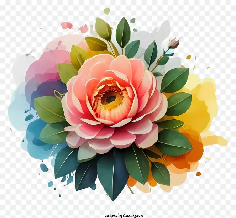 Aquarell hintergrund - Rosa Pfingstroteblume in farbenfrohen Aquarell -Blot