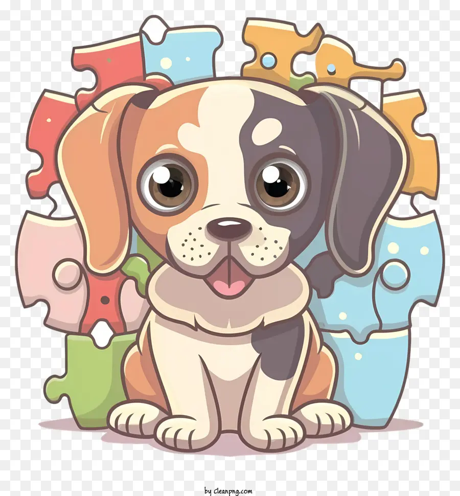 Pun puzzle puzzle cucciolo grauto - Cucciolo carino e felice con puzzle completato