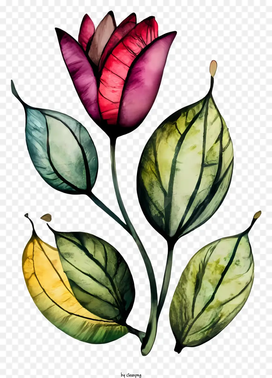 Blume Malerei - Kompliziertes und farbenfrohes Tulpenmalerei mit Tiefe