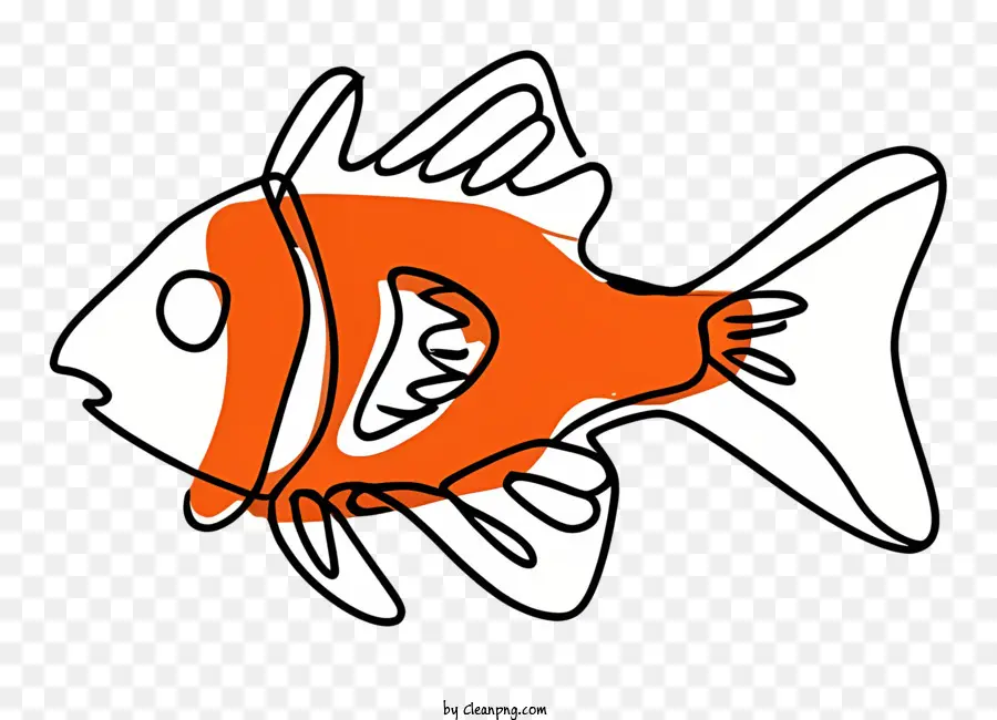 Fisch um den Körper zwei Augen kleiner Mund weißer Fisch - Weißer Fisch mit orange Flossen und schwarzen Flecken