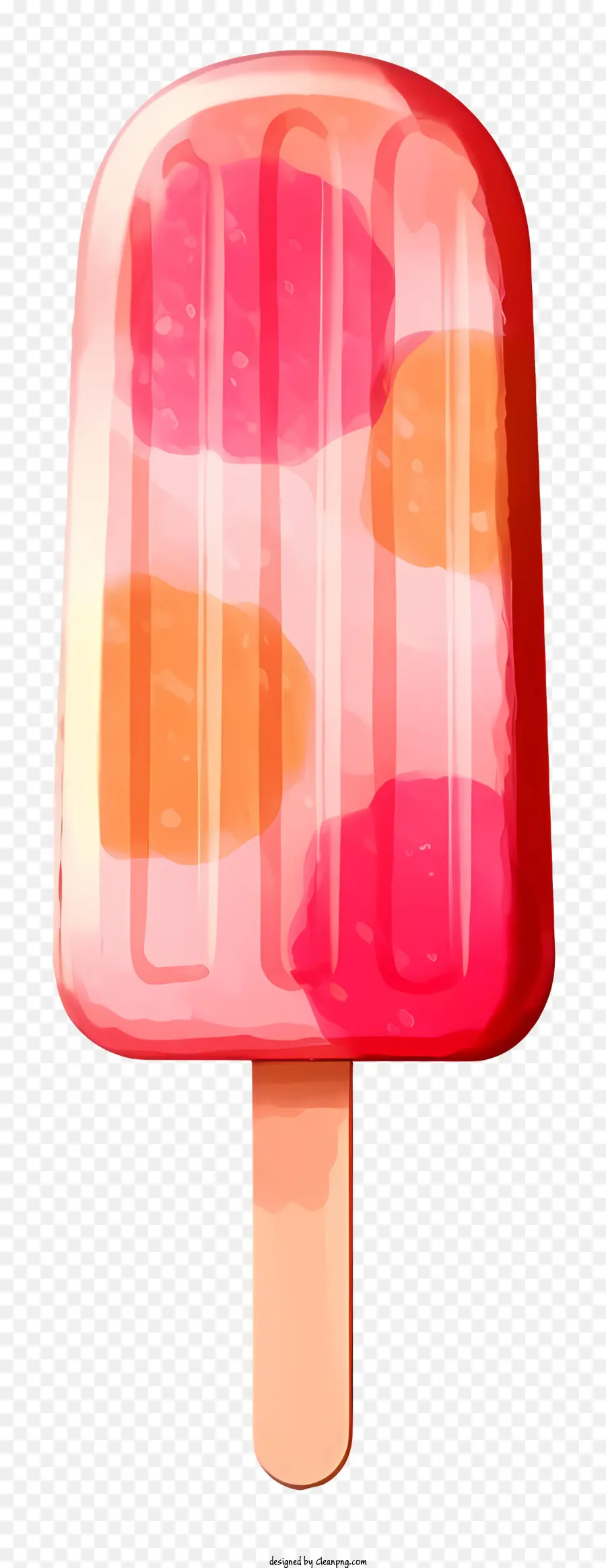 Eiskegel rosa und orangefarbene Streifen Holzstange weiße Schüssel flach und realistisch - Lebendiger, realistischer Eiskegel auf weißem Hintergrund