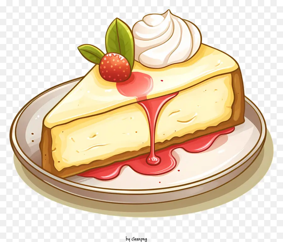 cheesecake whipped cream strawberries dessert plate