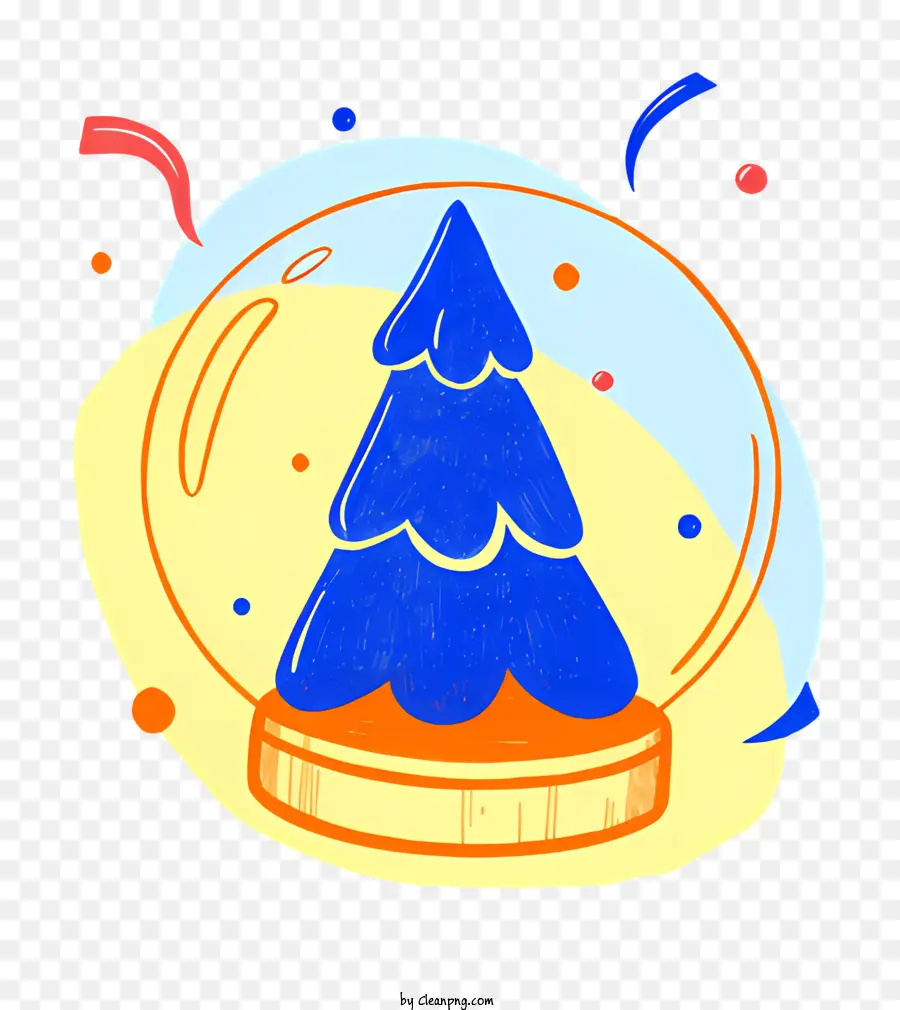 Blauer Weihnachtsbaum - Cartoon Schnekugel mit blauem Weihnachtsbaum