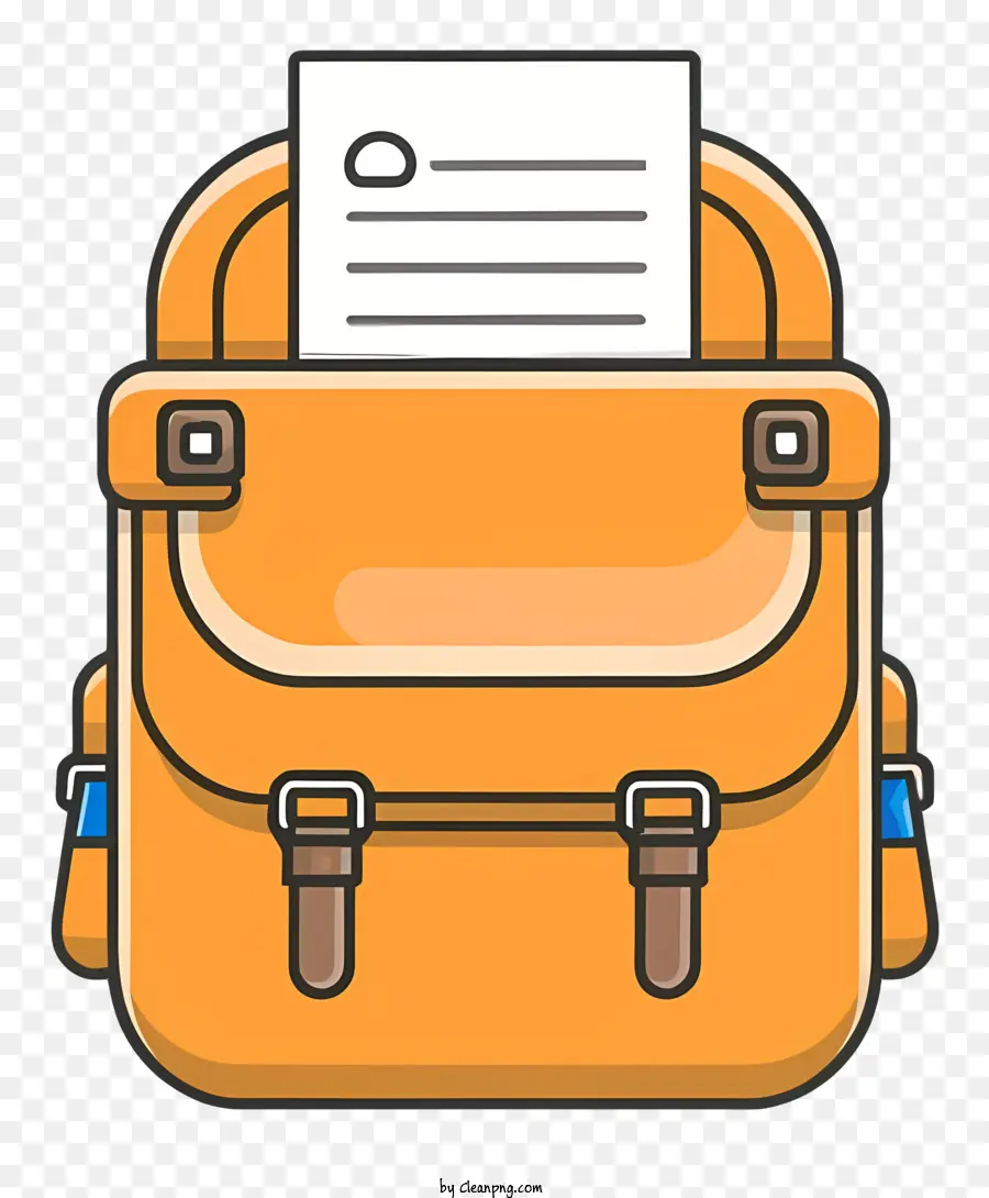 keywords orange backpack white sheet of paper zipper rectangular shape