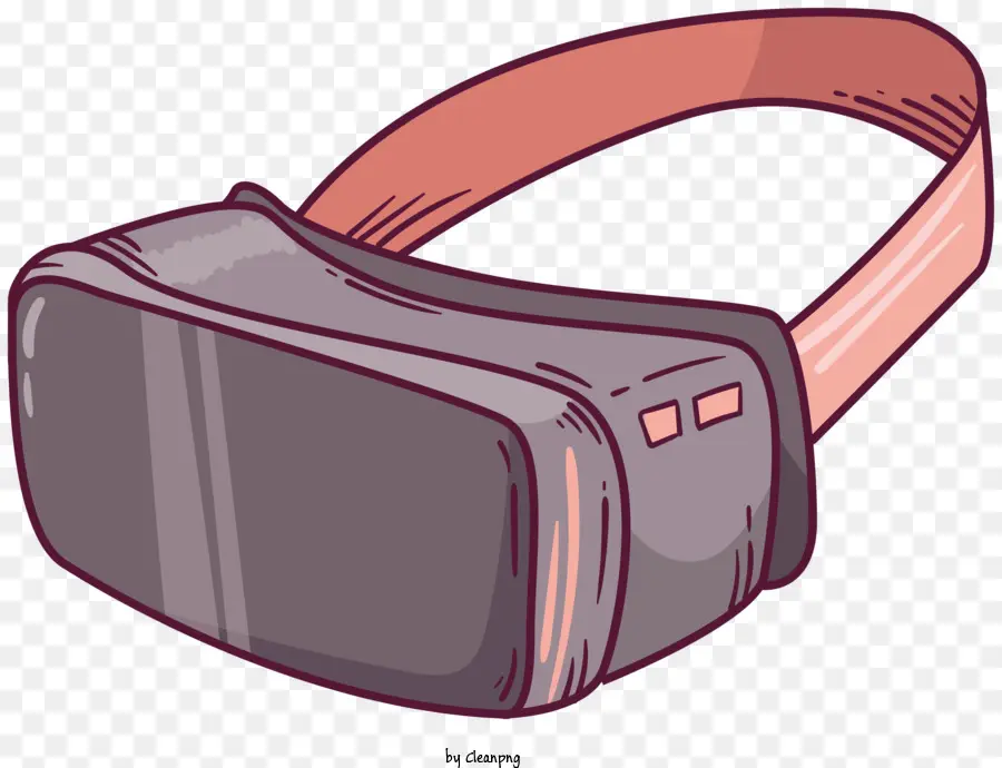 Virtual Reality Headset Cartoon Repräsentation schwarzer Hintergrund grau und rosa Band Realistische Darstellung - VR-Headset im Cartoon-Stil mit grauer und rosa Band