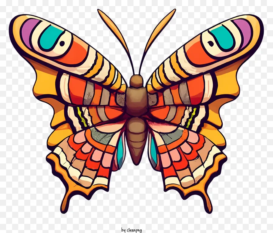 bunter Schmetterling - Buntes Schmetterling mit großen Augen auf schwarzen Hintergrund
