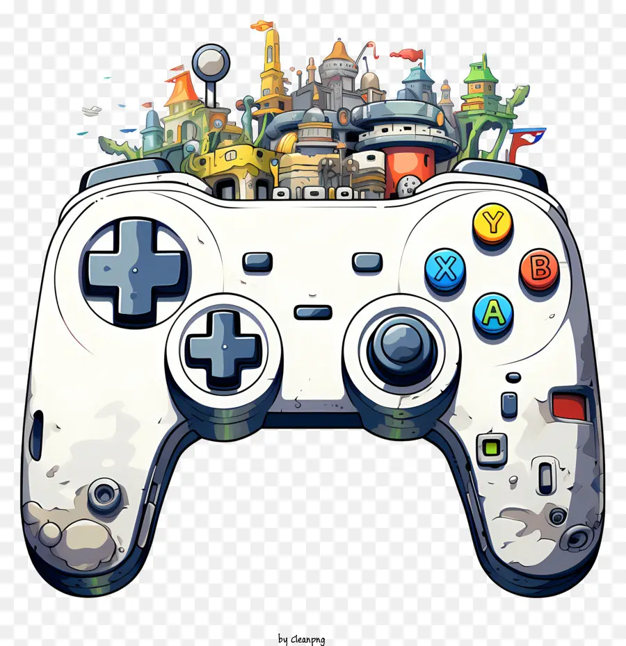 Videospiel -Controller -Schaltflächen Richtungskissen Joystick Shooting - Videospiel -Controller mit verschiedenen Schaltflächen und Symbolen