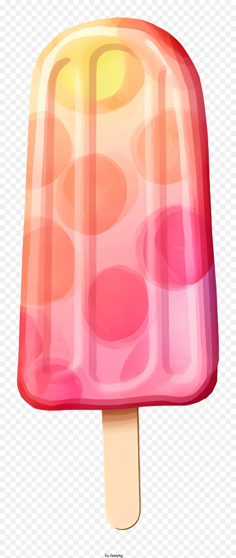 Papersicle on a Stick Popsicle rosa luminoso ghiacciolo arancione con bolle sfondo nero visualizza piccolo ghiacciolo rotondo - Copsicle colorato con bolle visualizzate su sfondo nero