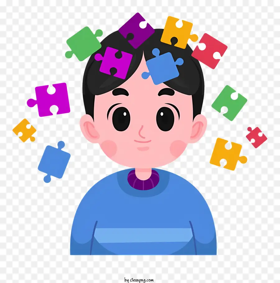 Rätsel lösen kämpfende Verwirrungsproblemlösungen durch durcheinandergebrachte Stücke - Person, die mit zerzausten Puzzleteilen zu kämpfen hat