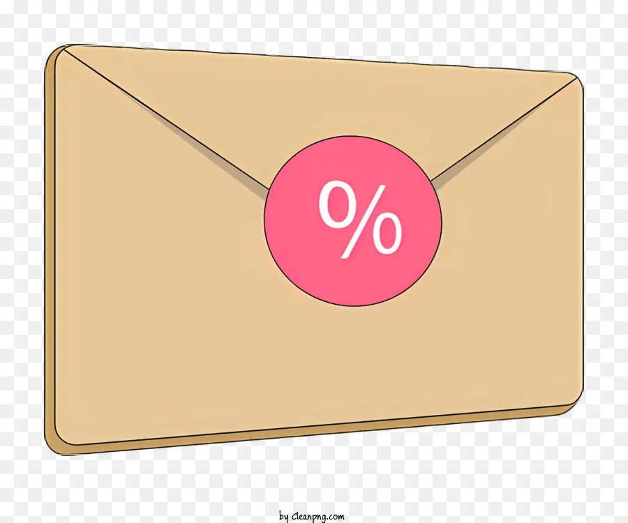 closed envelope percentage sign brown paper envelope red circular disc white interior