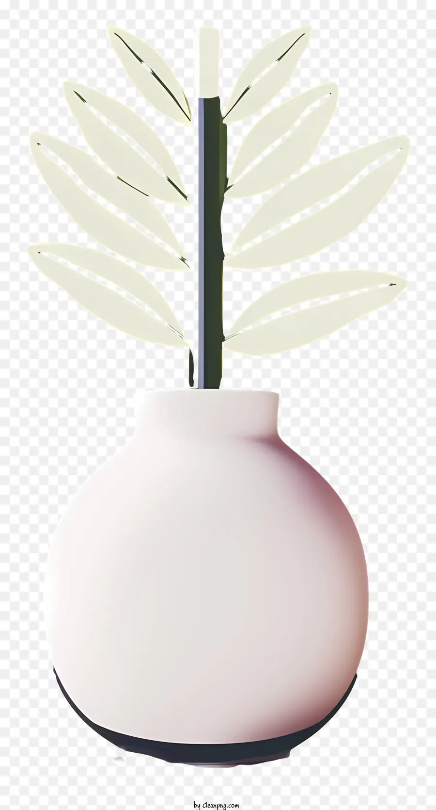 VASE PIANTA PETTA BIANCO VASE BLACO Crescita della pianta di superficie nera - Vaso bianco con pianta in vaso e bastone