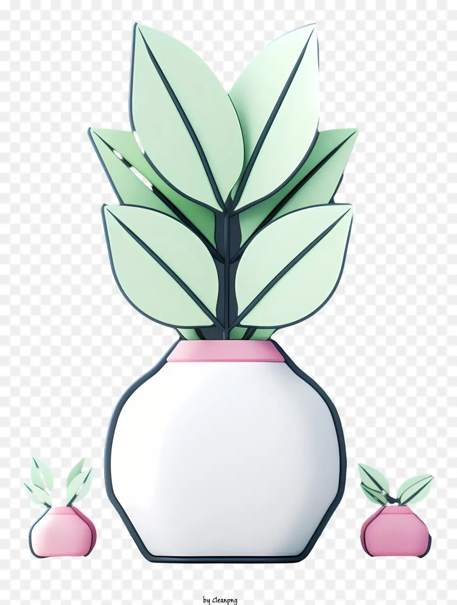 Piante vaso in vaso Vase Pink Design bianco Piccole piante - Il vaso rosa con design bianco contiene piante