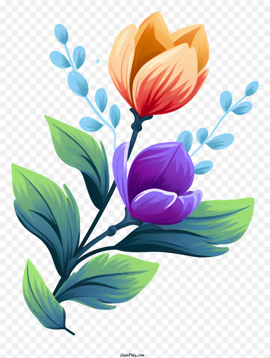 Bó hoa - Bó hoa với hoa tulip màu vàng và mống mắt màu tím