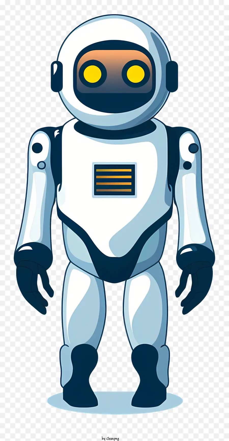 Robot Humanoid Technology Science Fiction Cartoon Carattere - Robot umanoide con cartoni animati con occhi gialli e espressione seria