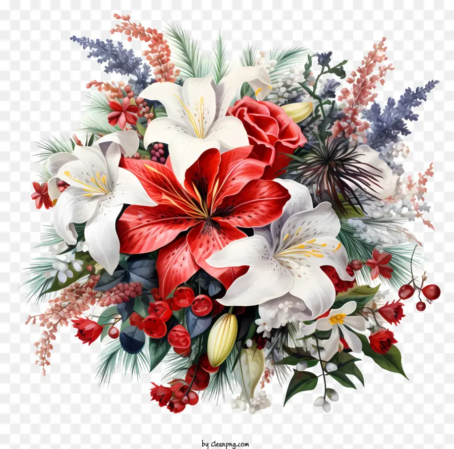 bouquet di fiori - Bouquet rosso e bianco vibrante con varietà