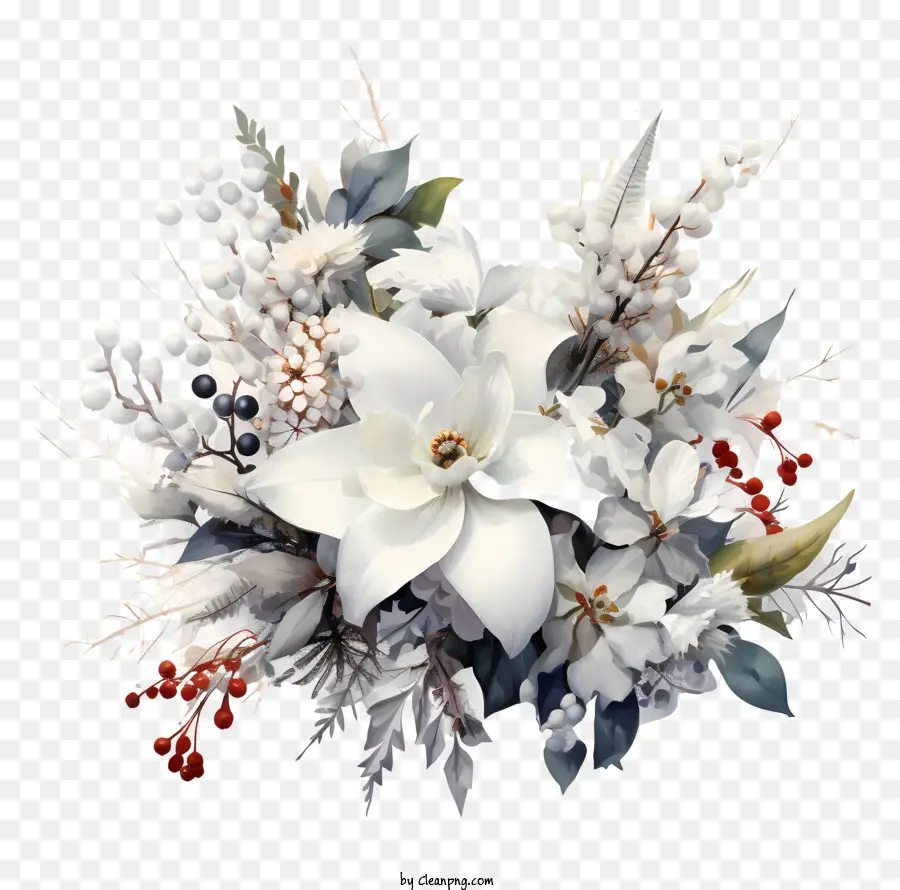 Bouquet hoa trắng hoa hồng hoa hồng Lisianthus - Bóng hoa màu trắng với hoa loa kèn, hoa hồng và lisianthus