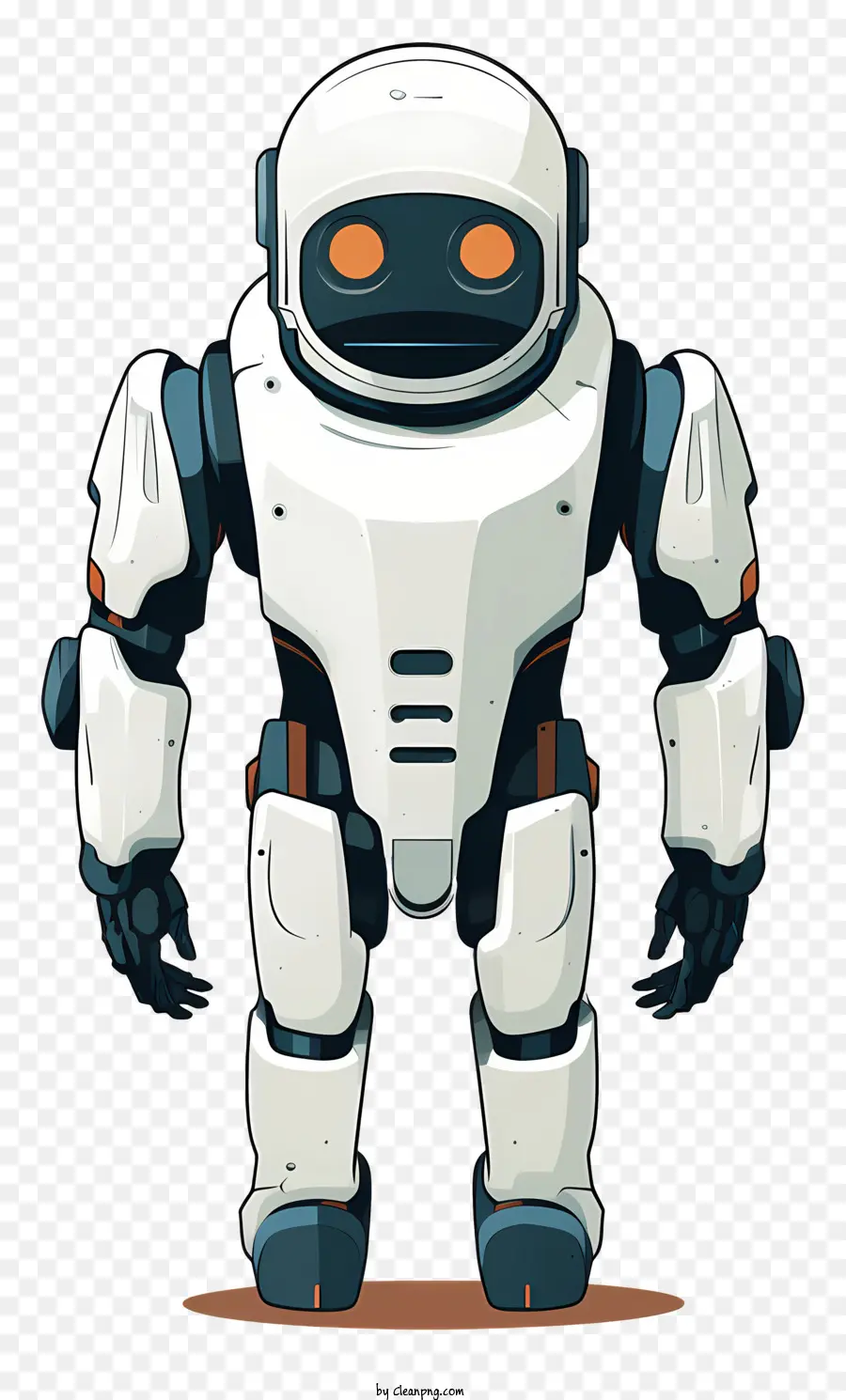 Roboter weißer Anzug leuchtet Augenstiefelgürtel - Weiß geeigneter, rundköpfiger Roboter mit orangefarbenen Augen