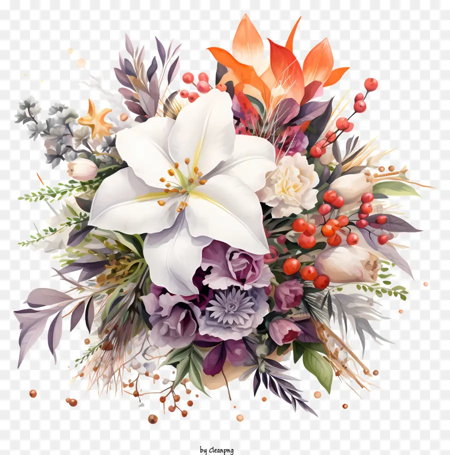 Fiori di bouquet Fiori di giglio bianco rosso fiori viola - Bouquet di fiori bianchi, rossi e viola