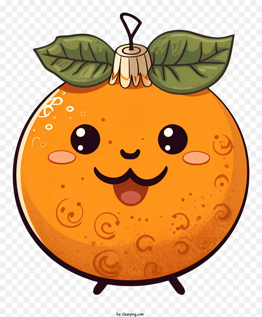 foglie arancioni sorridenti che crescono dalla testa dente sorriso arancione con cappello a foglia cappello a foglia verde - Arancia sorridente con cappello a foglie e decorazioni