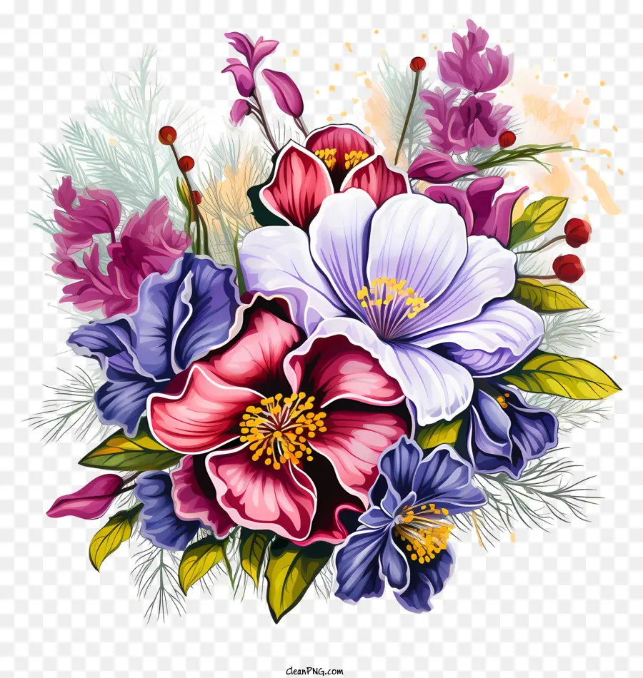 Bó hoa - Bouquet sôi động với hoa hồng, hoa cúc và pansies