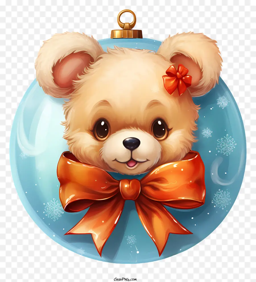 gấu teddy - Gấu bông dễ thương với cây cung màu cam trên bóng thủy tinh