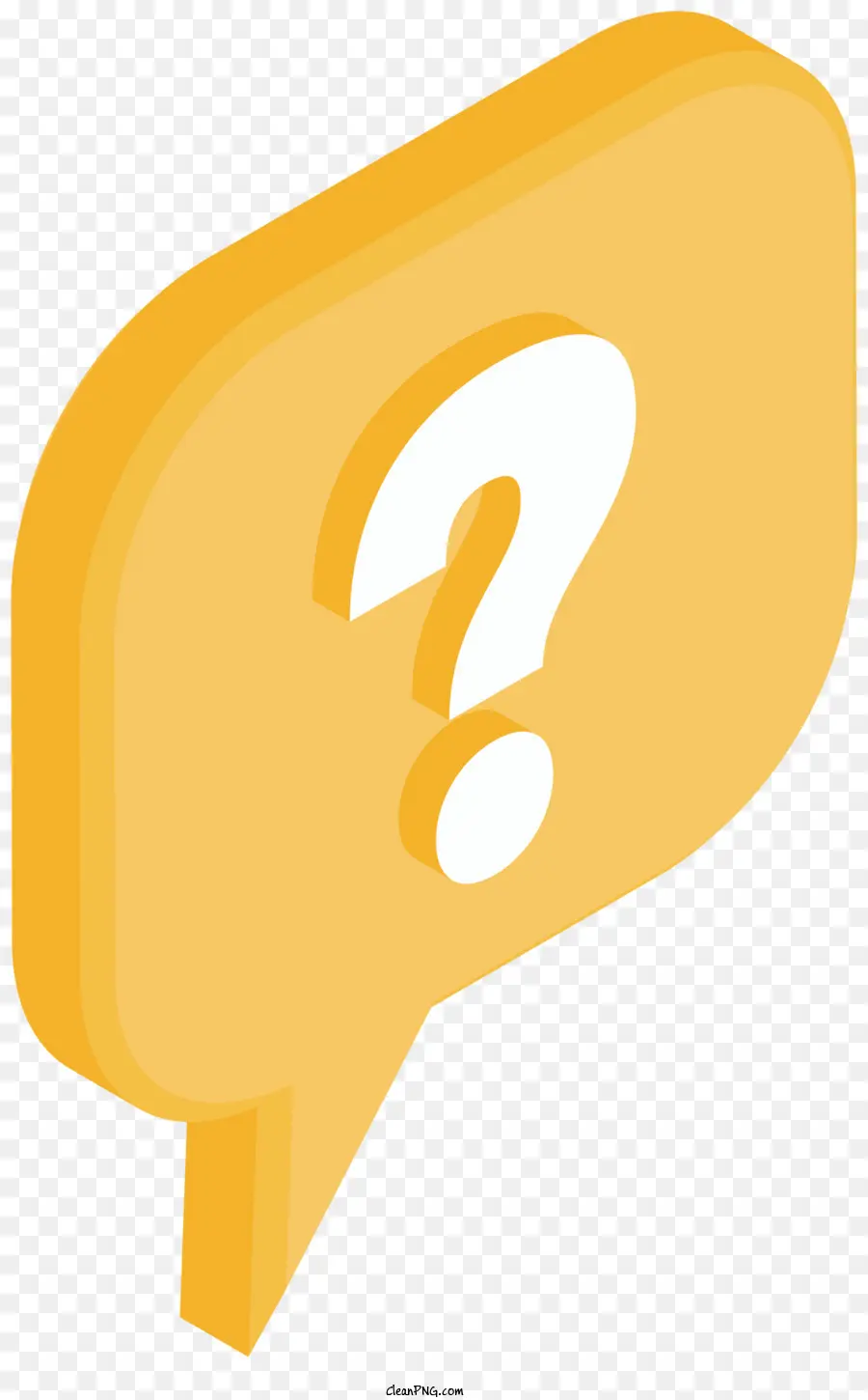 yellow speech bubble white question mark flat design two dimensional style black background