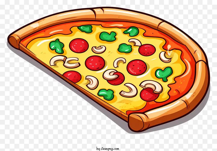holzbohle - Cartoon -Pizza -Scheibe mit verschiedenen Belägen an Plank