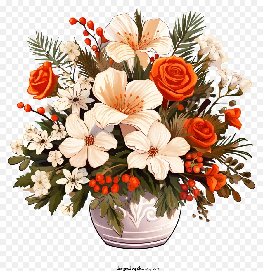 rose bianche - Pittura realistica di fiori colorati in vaso