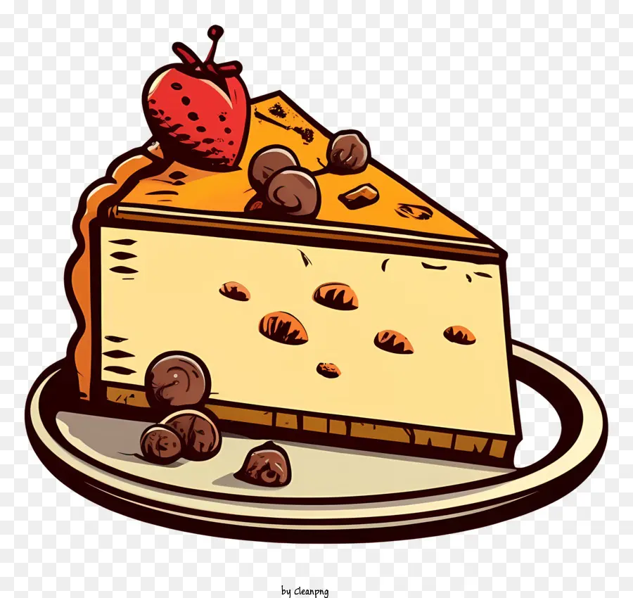 Käsekuchen Kirschdessert Schokoladenchips cremig - Realistisches Bild von Schokoladen -Chip -Käsekuchenscheiben