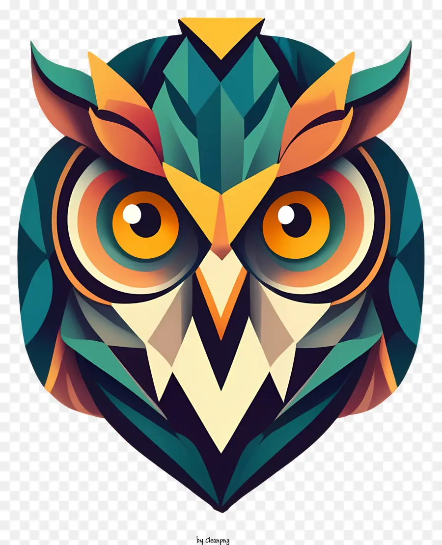 owl geometric design triangular shape colorful triangle shaped head