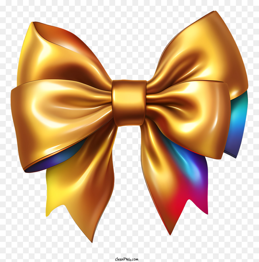 Golden ribbon with colorful bow, shiny and reflective png download -  3012*2944 - Free Transparent Golden Ribbon png Download. - CleanPNG /  KissPNG