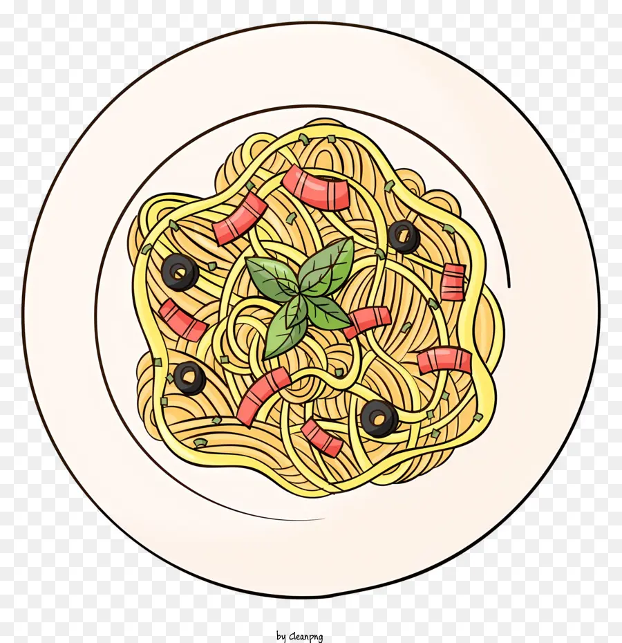 spaghetti tomato sauce basil leaves garlic bread pasta