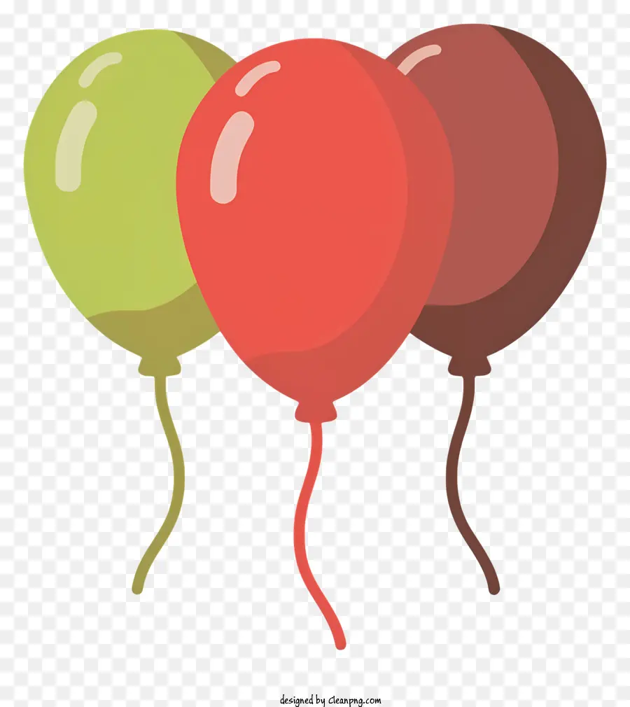 Roter Ballon - Lebendig gefärbte Luftballons schweben in schwarzem Hintergrund
