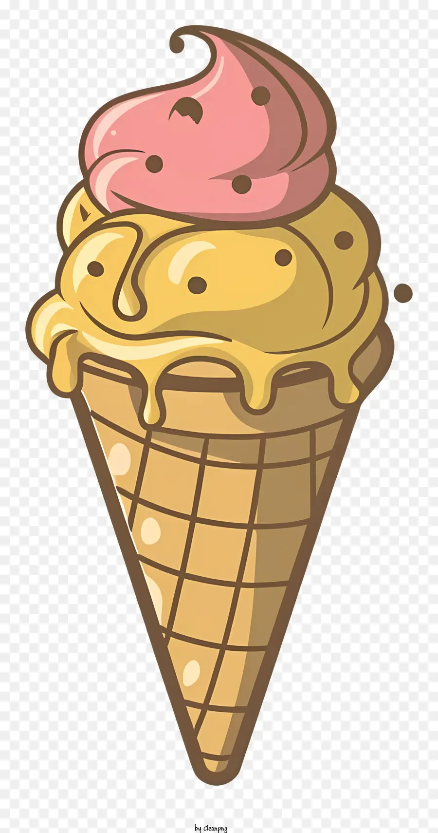ice cream cone pink frosting whipped cream waffle cone graphic representation
