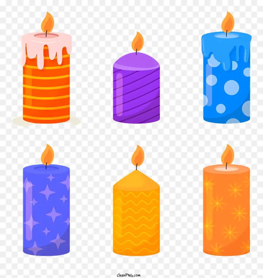 Kerzen Farben Muster schwarzer Hintergrundwachs tropfend - Kerzen verschiedener Farben und Muster brennen