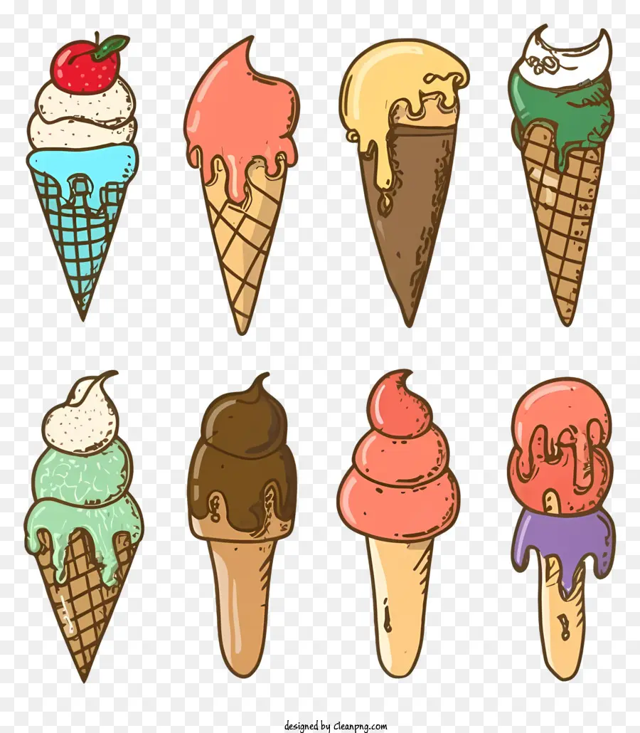 Coni Gelato - Coni di gelato colorati con varie trame