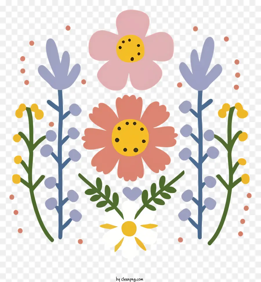 disegno floreale - Design floreale colorato con fiori e foglie vibranti