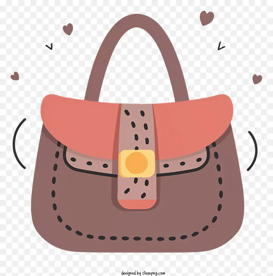 Cinghia di colori a colori marrone e rosa con accessori per donne cuori di fibbia - Borsa marrone e rosa con i dettagli del cuore